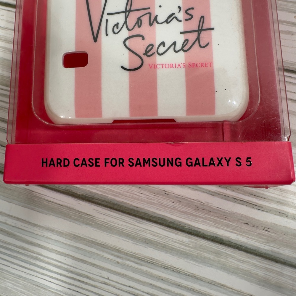 NEW Victoria's Secret Samsung Galaxy S5 Hard Case Pink White Striped Logo‎ - Picture 2 of 6